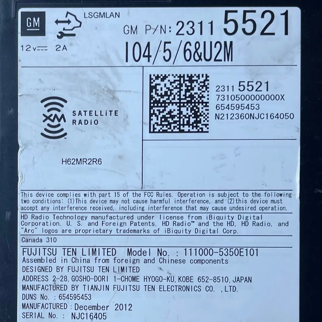 Radio FM CD Player Receiver - 2014 Chevrolet Impala