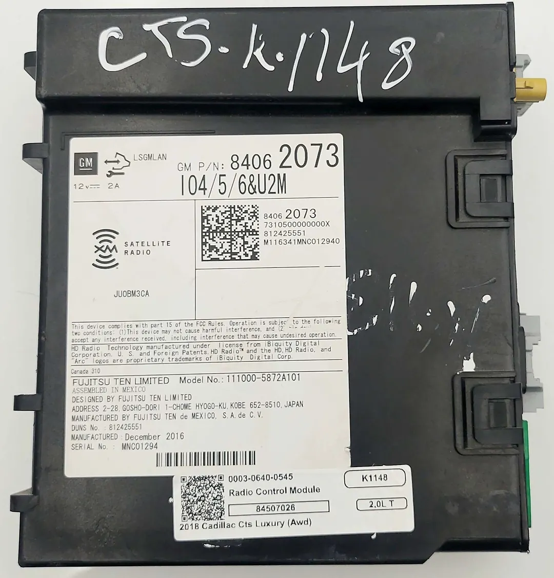 Radio control module - 2018 Cadillac CTS Luxury (AWD)