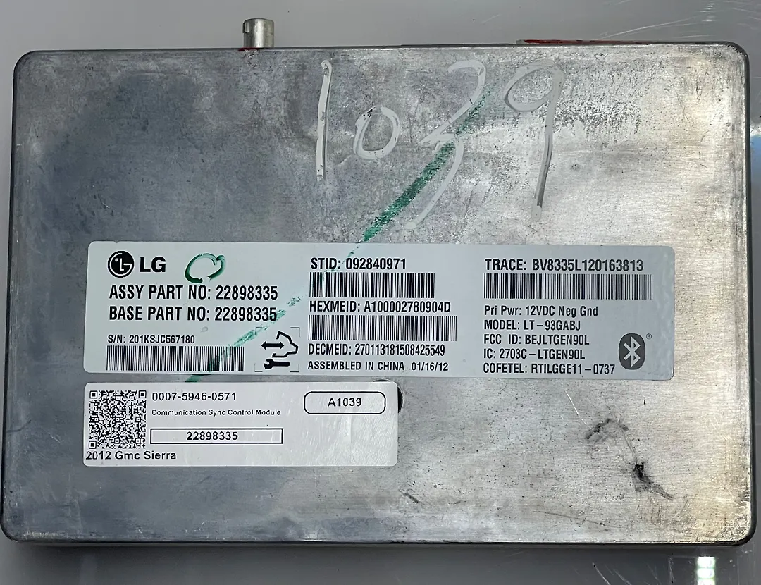 Communication Sync Control Module - 2012 GMC Sierra