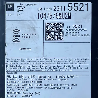 Radio FM CD Player Receiver - 2014 Chevrolet Impala