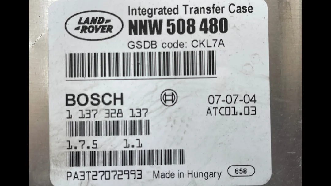  Transfer Case Control Module - 2008 Land Rover LR3