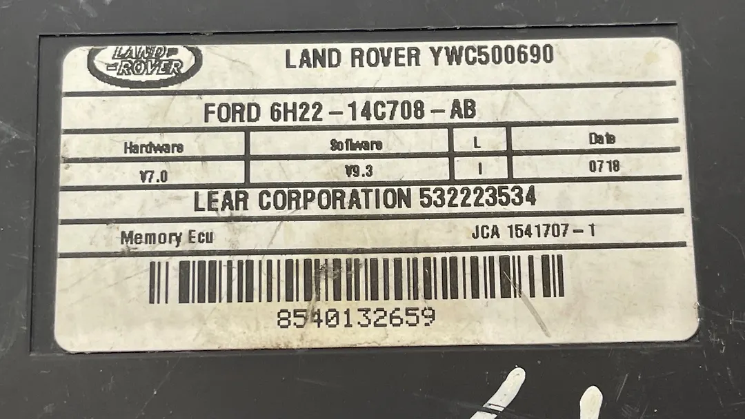 Seat Control Module - 2010 Land Rover SPORT