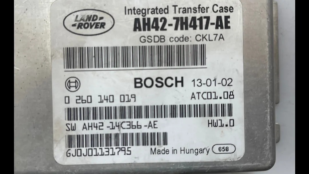 Transfer Case Control Module - 2013 Land Rover RANGE ROVER SPORT