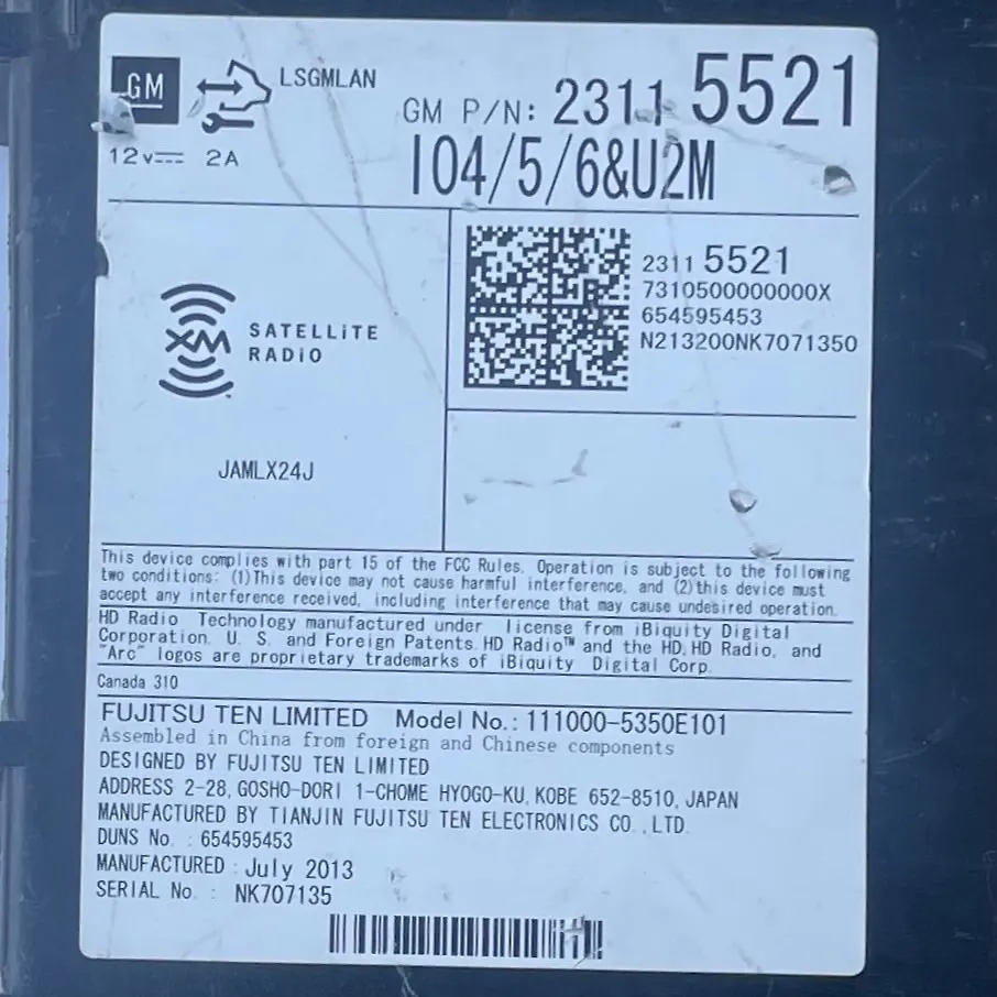 Radio FM CD Player Receiver - 2014 Chevrolet Impala