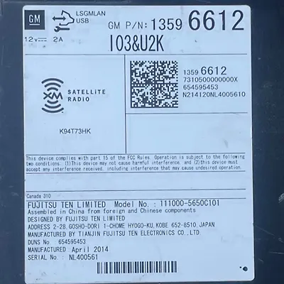 Radio FM CD Player Receiver - 2015 Chevrolet Impala