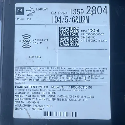 Radio FM CD Player Receiver - 2014 Chevrolet Impala